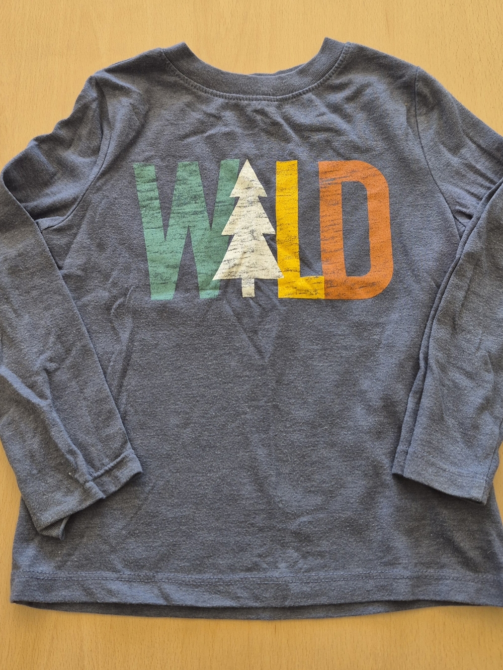Old Navy Blue Long-Sleeve Tee with 'WILD' Tree Graphic